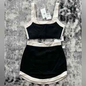 7 For All Mankind Black and Cream Mini Skirt Set